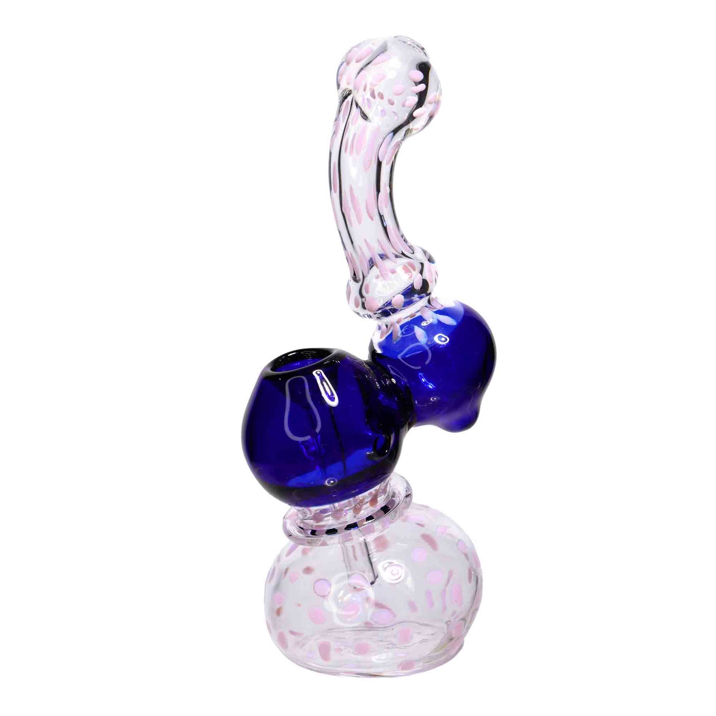 8 in - Clear Polka Dots Color Glass Bubbler