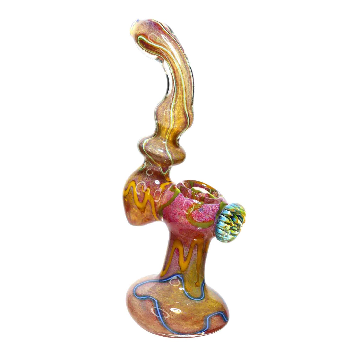 9 in - Stylish Multicolor Swirl Sleeks Glass Bubbler