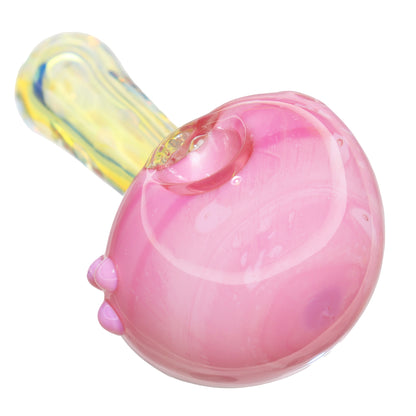 5 in - Pink Fumed Dots Big Head Mushroom Glass Hand Pipe