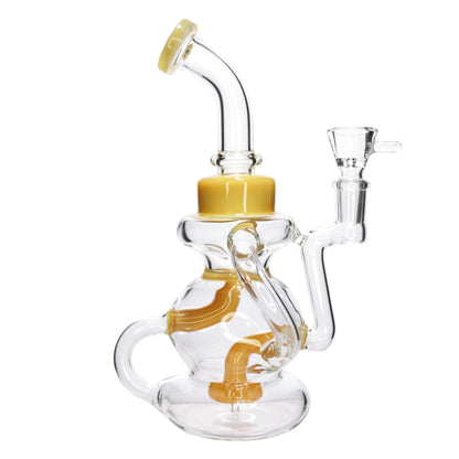 8 in - Recycler Multivalves Curvy Glass Bong