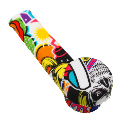 3 in - Metal Bowl Silicone Hand Pipe Multicolor Character Style A Single/Display