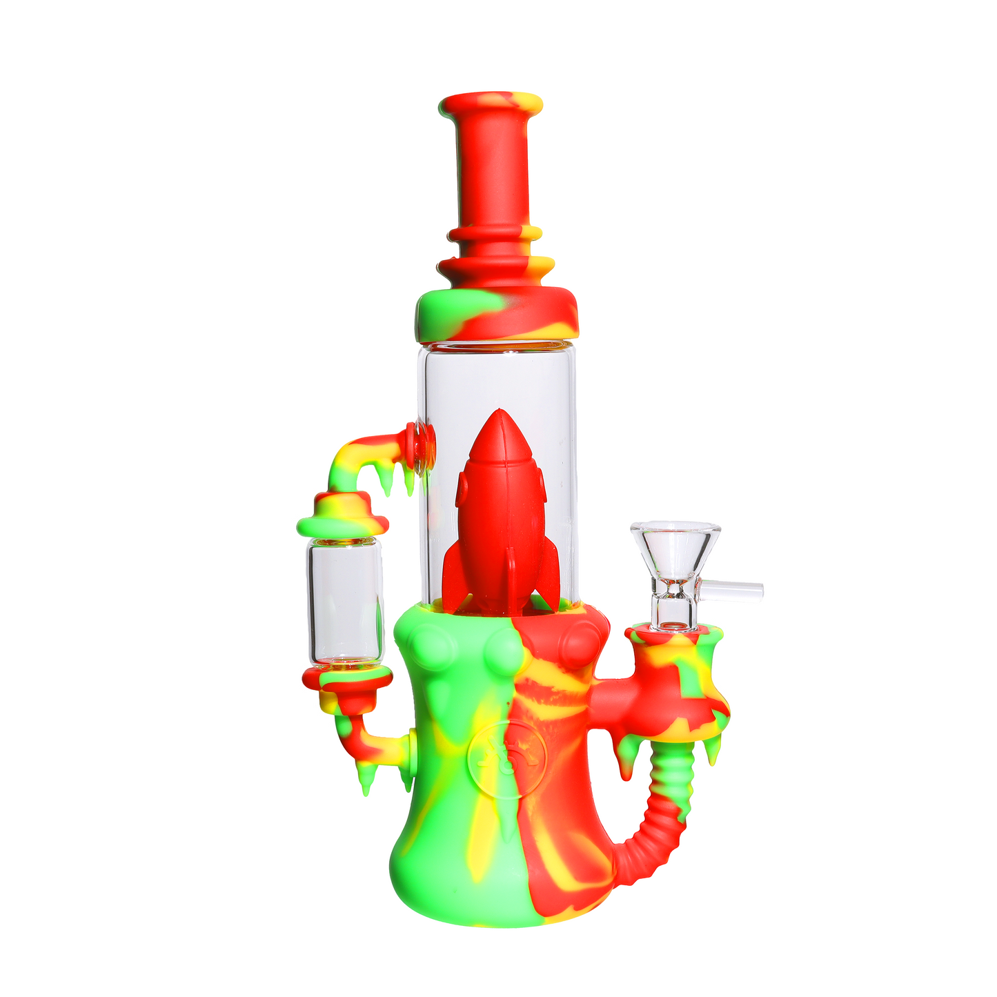 9 in - Silicone/Glass Rocket Multicolor Bong