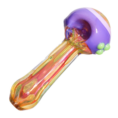 5 in - Fancy Honeycomb Gold Multicolor Head Hand Pipe Spoon