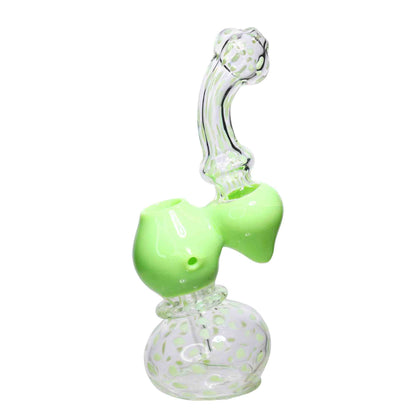 8 in - Clear Polka Dots Color Glass Bubbler