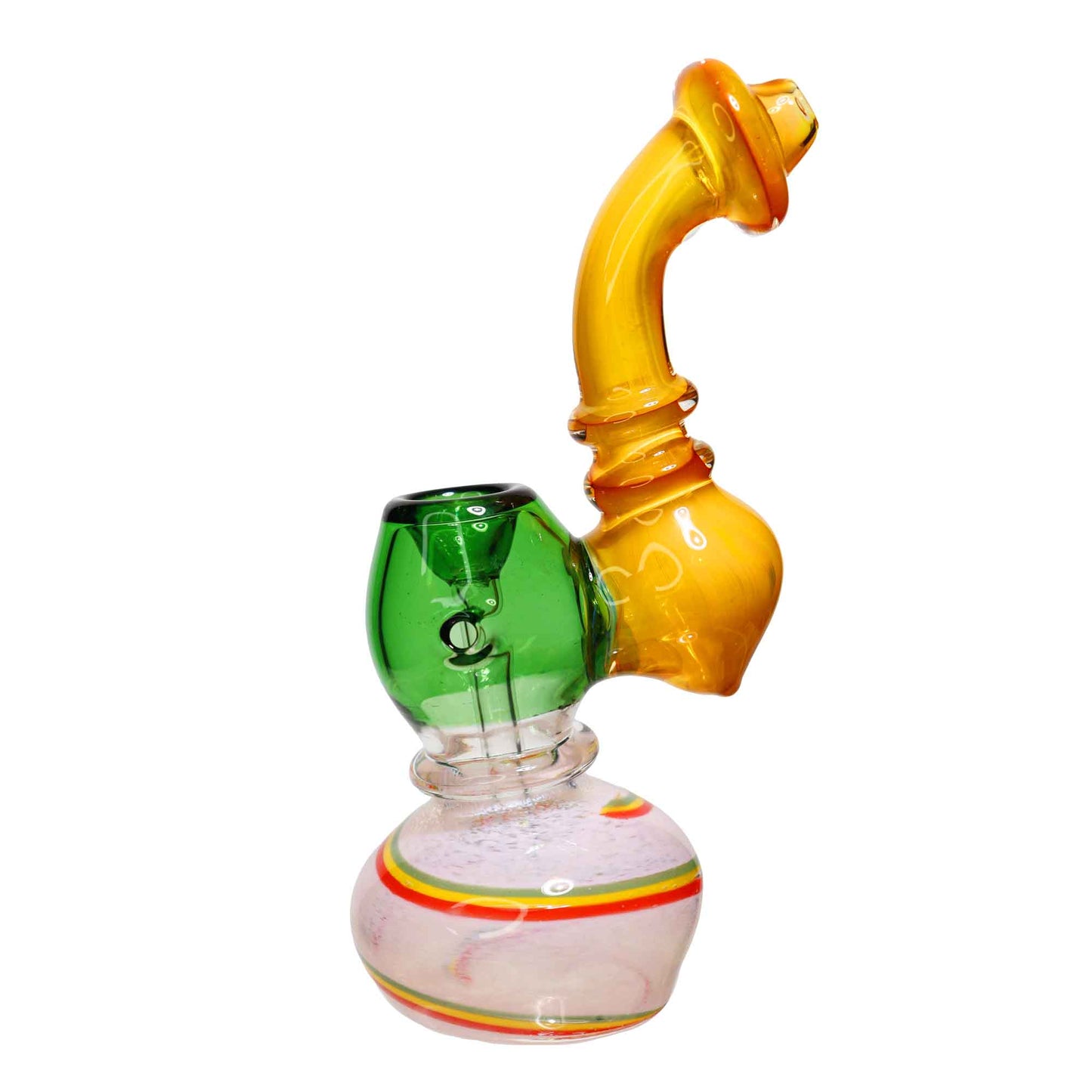 8 in - Rasta Twisted Translucent Handle Colored Glass Bubbler