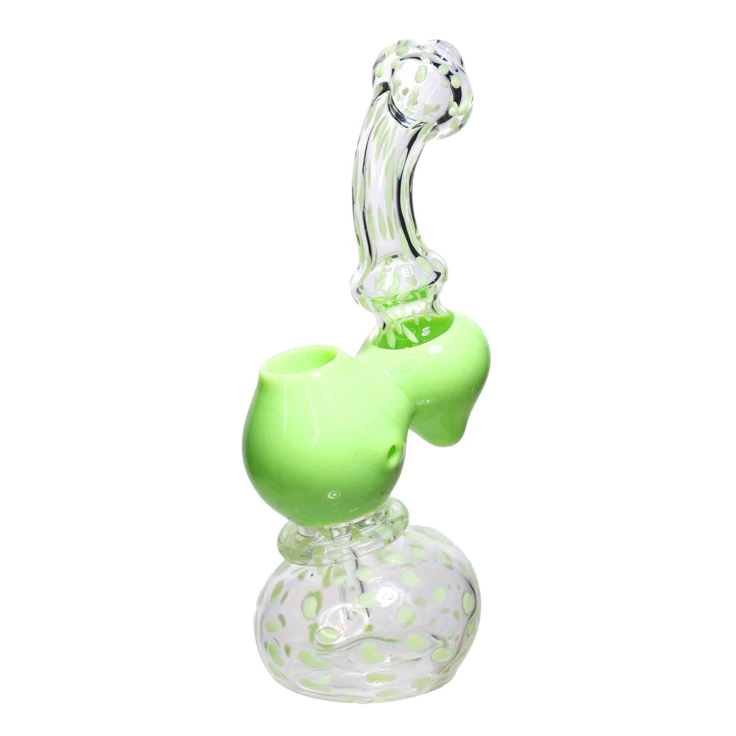 8 in - Clear Polka Dots Color Glass Bubbler