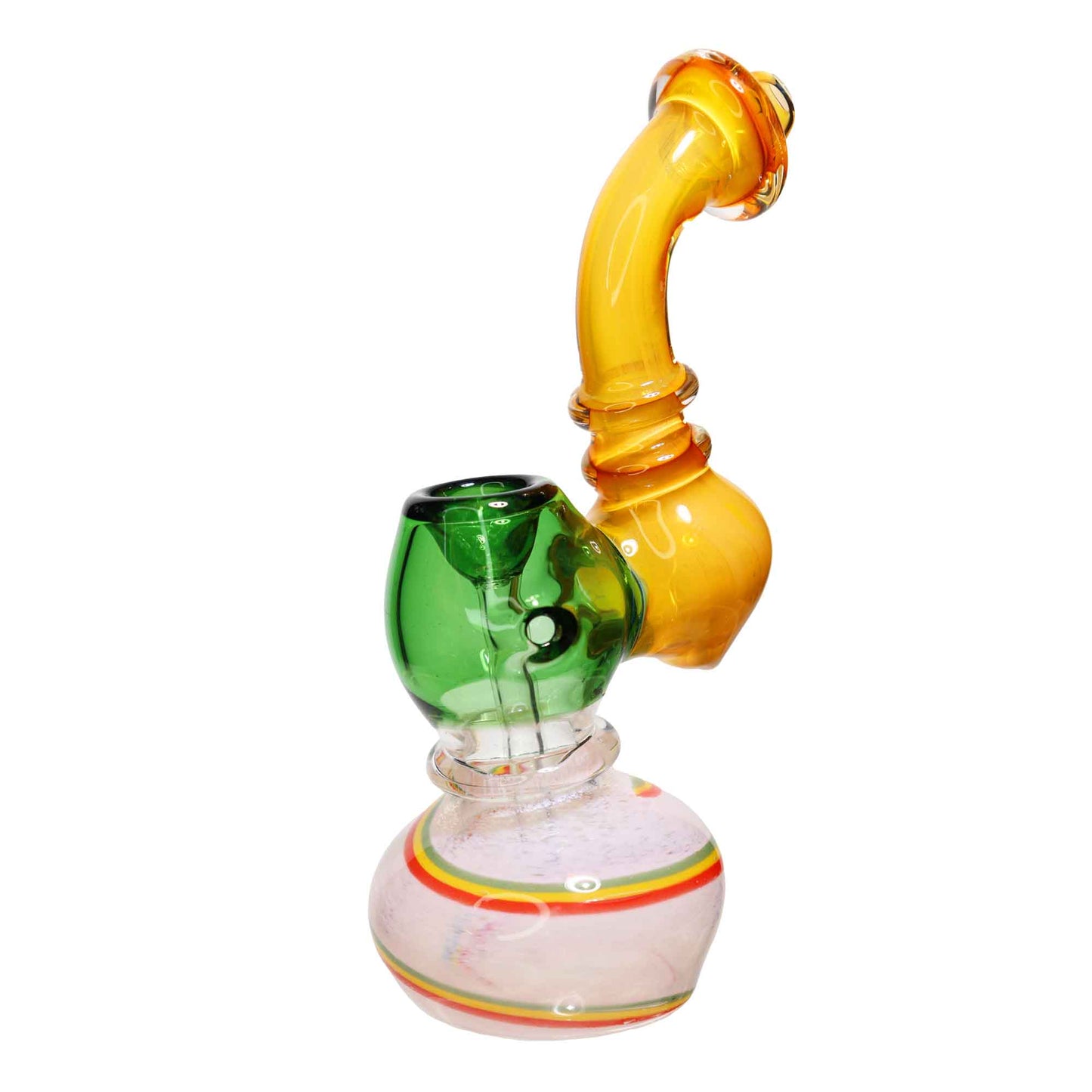 8 in - Rasta Twisted Translucent Handle Colored Glass Bubbler