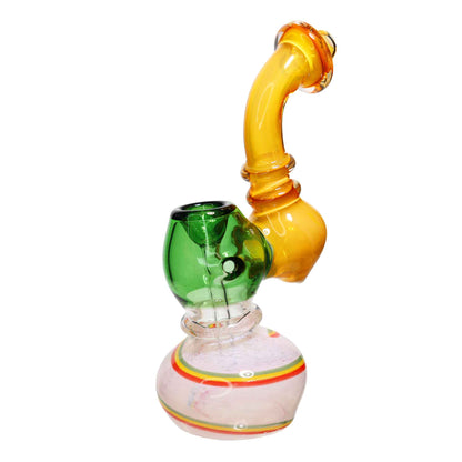 8 in - Rasta Twisted Translucent Handle Colored Glass Bubbler