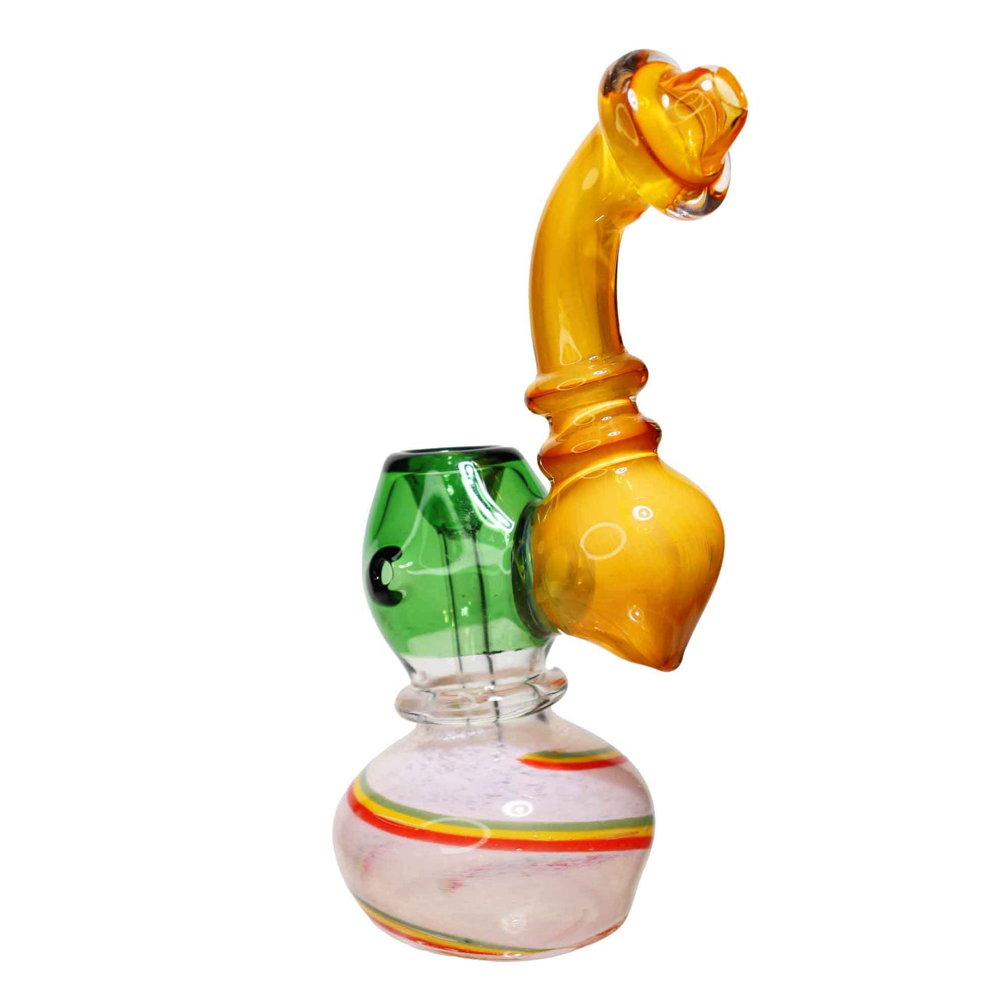 8 in - Rasta Twisted Translucent Handle Colored Glass Bubbler