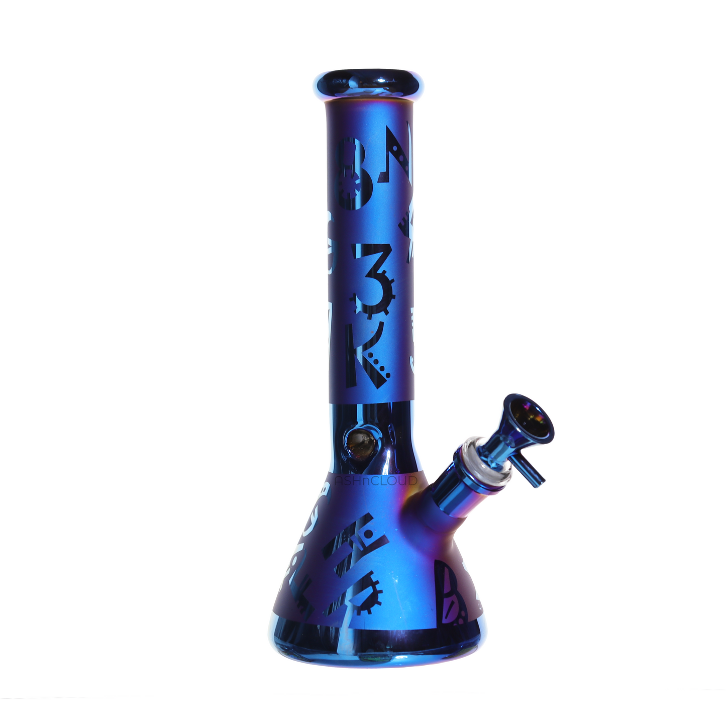 10 in - Electro Plated Beaker Glass Bong Blue Glow