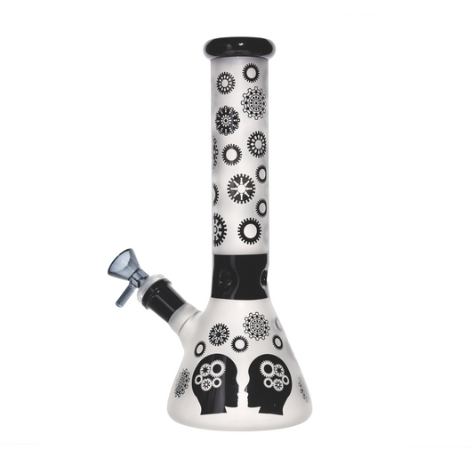 10 in - Frozen Patterns Multicolor Glass Beaker Bong