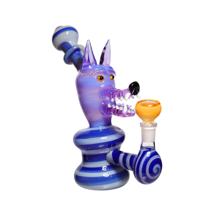 9 in - Fancy Wolf Bubbler Glass Pipe