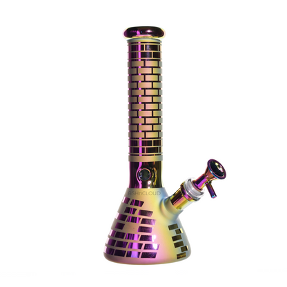 10 in - Electro Plated Golden Shine Beaker Glass Bong