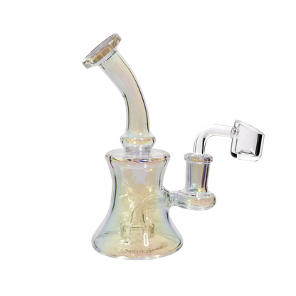 6 in - Iridescent Metalic Glow Curvy Glass Mini Bong Dab Rig