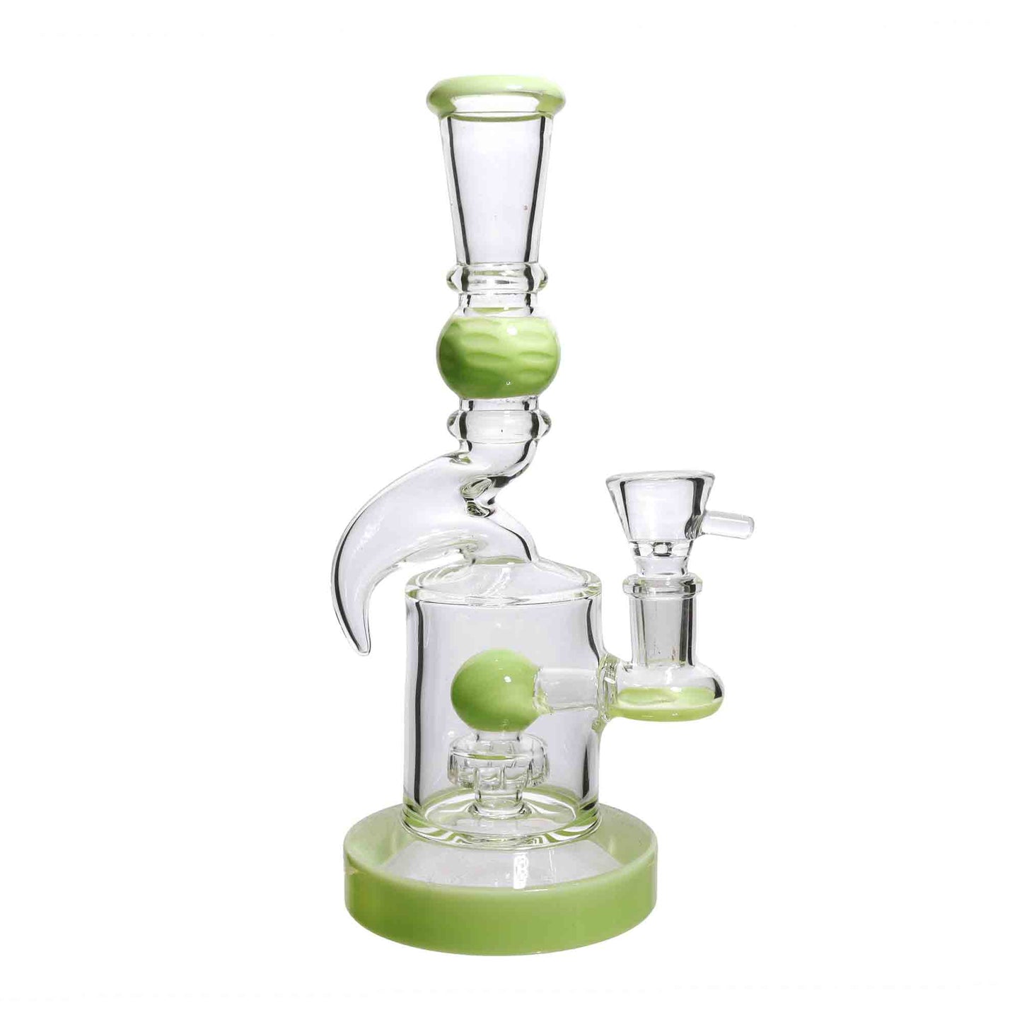 9 in - Horn Clear Glass One-Tone Slime Perc Bong