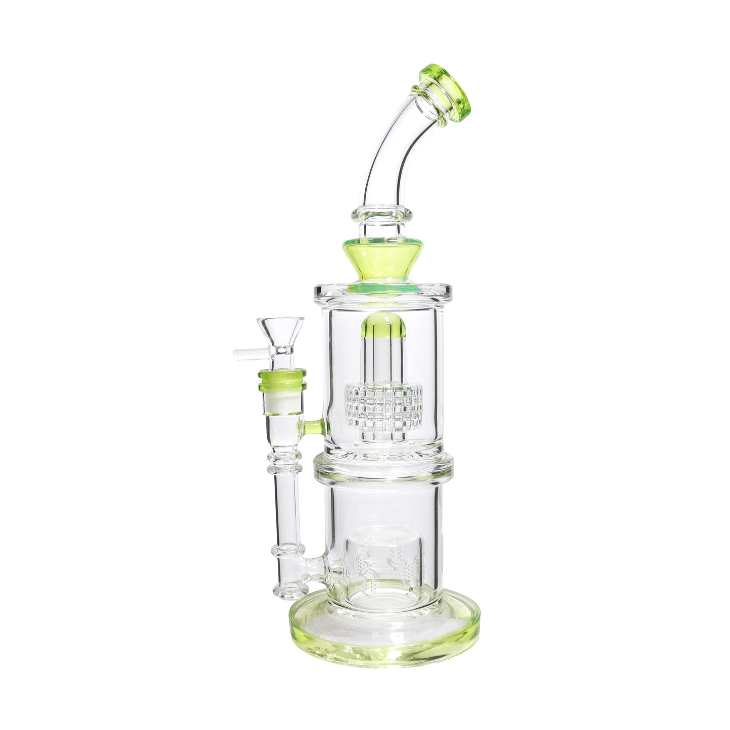 12 in - Clear Glass One-Tone Slime Colors Perc Bong