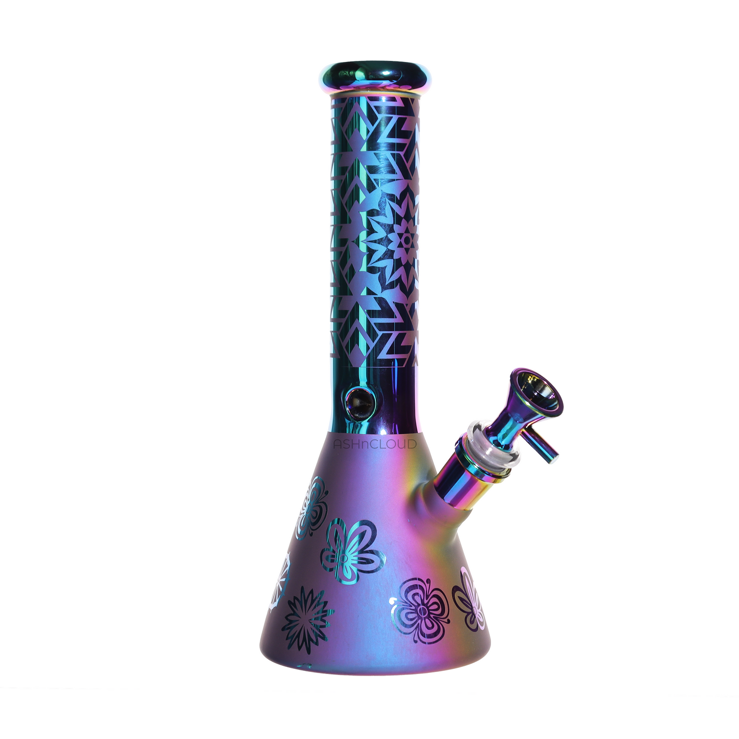 10 in - Electro Plated Beaker Glass Bong Purple Glow