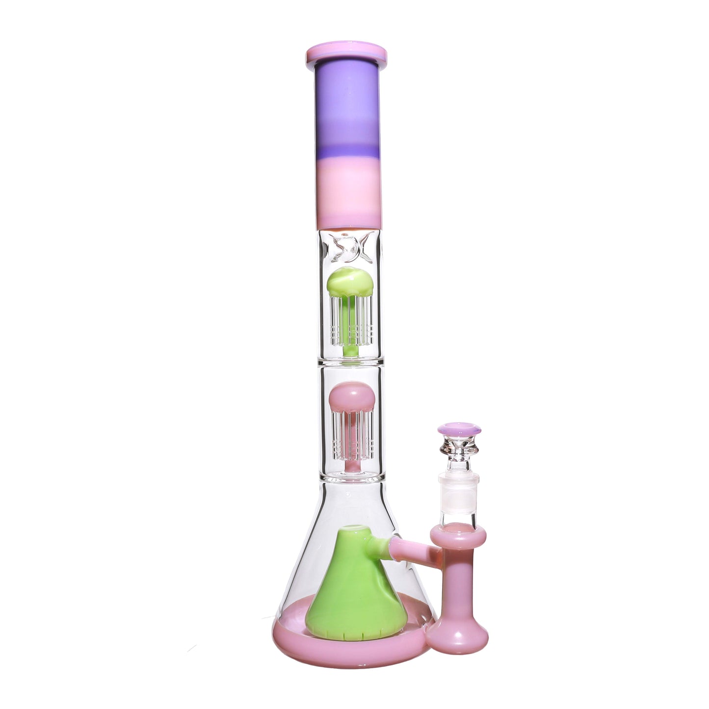 17 in - Double Chamber Big Glass Bong Slime Colors