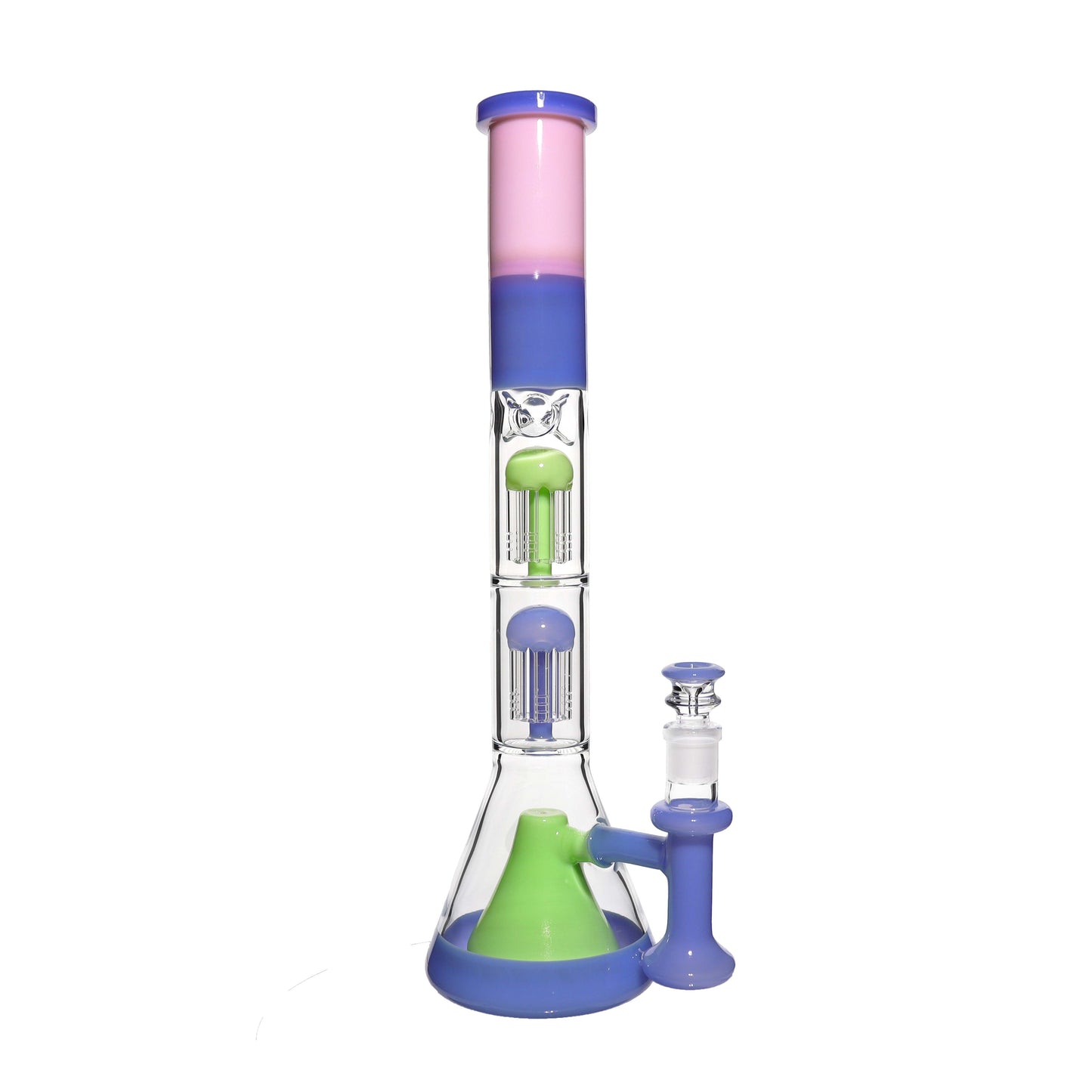 17 in - Double Chamber Big Glass Bong Slime Colors