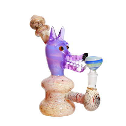 9 in - Fancy Wolf Bubbler Glass Pipe