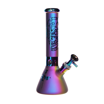 10 in - Electro Plated Beaker Glass Bong Purple Glow