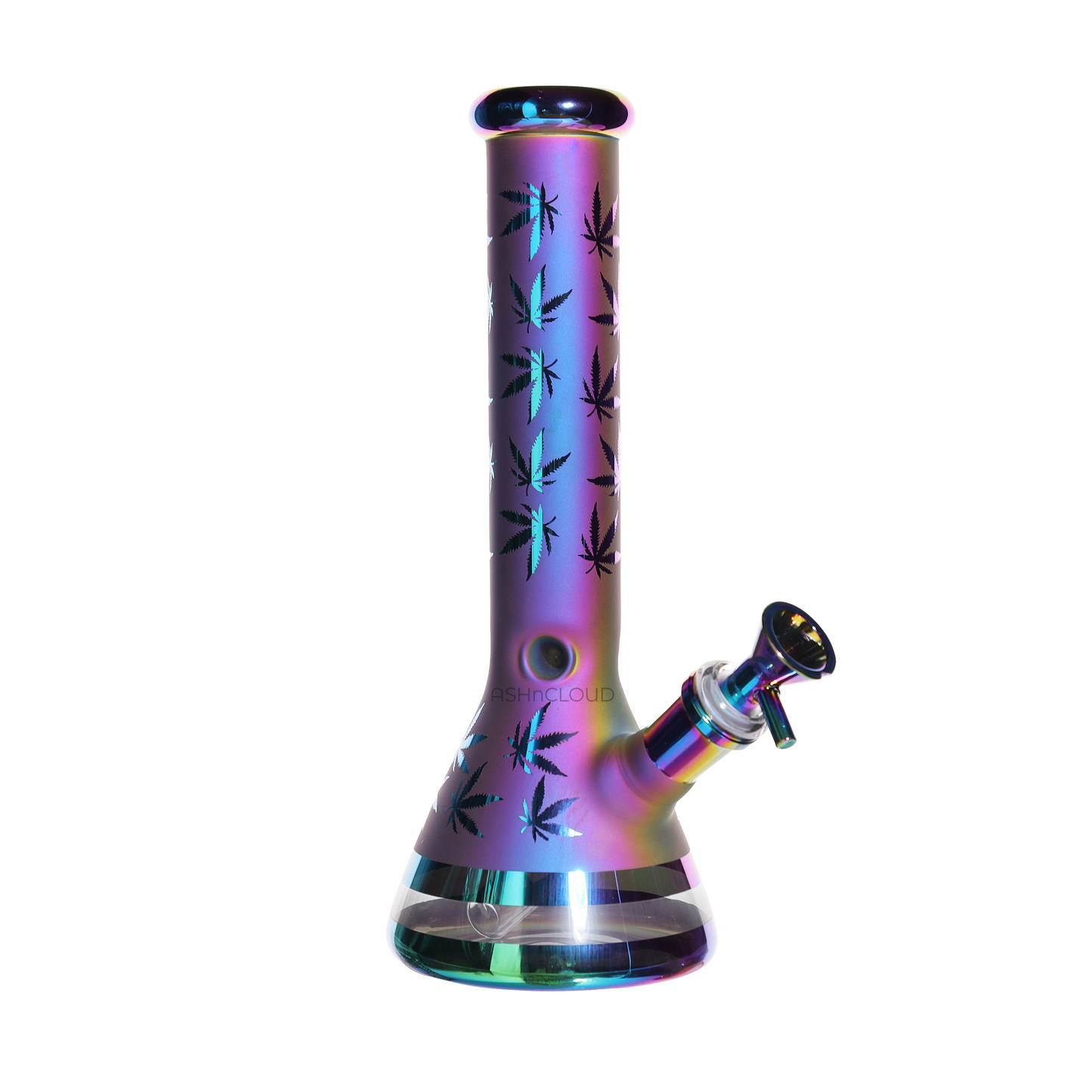 10 in - Electro Plated Beaker Glass Bong Purple Glow