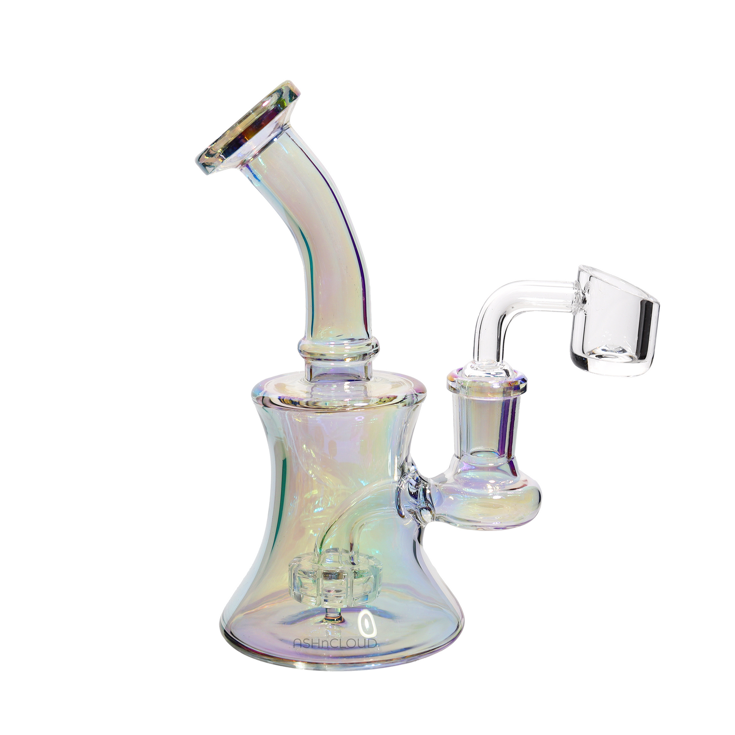 6 in - Iridescent Metalic Glow Curvy Glass Mini Bong Dab Rig